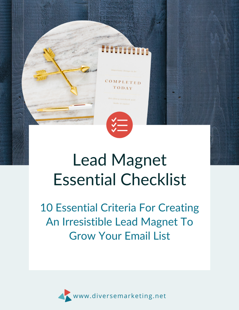 cover page of a checklist for essential elements needed to create a lead magnet